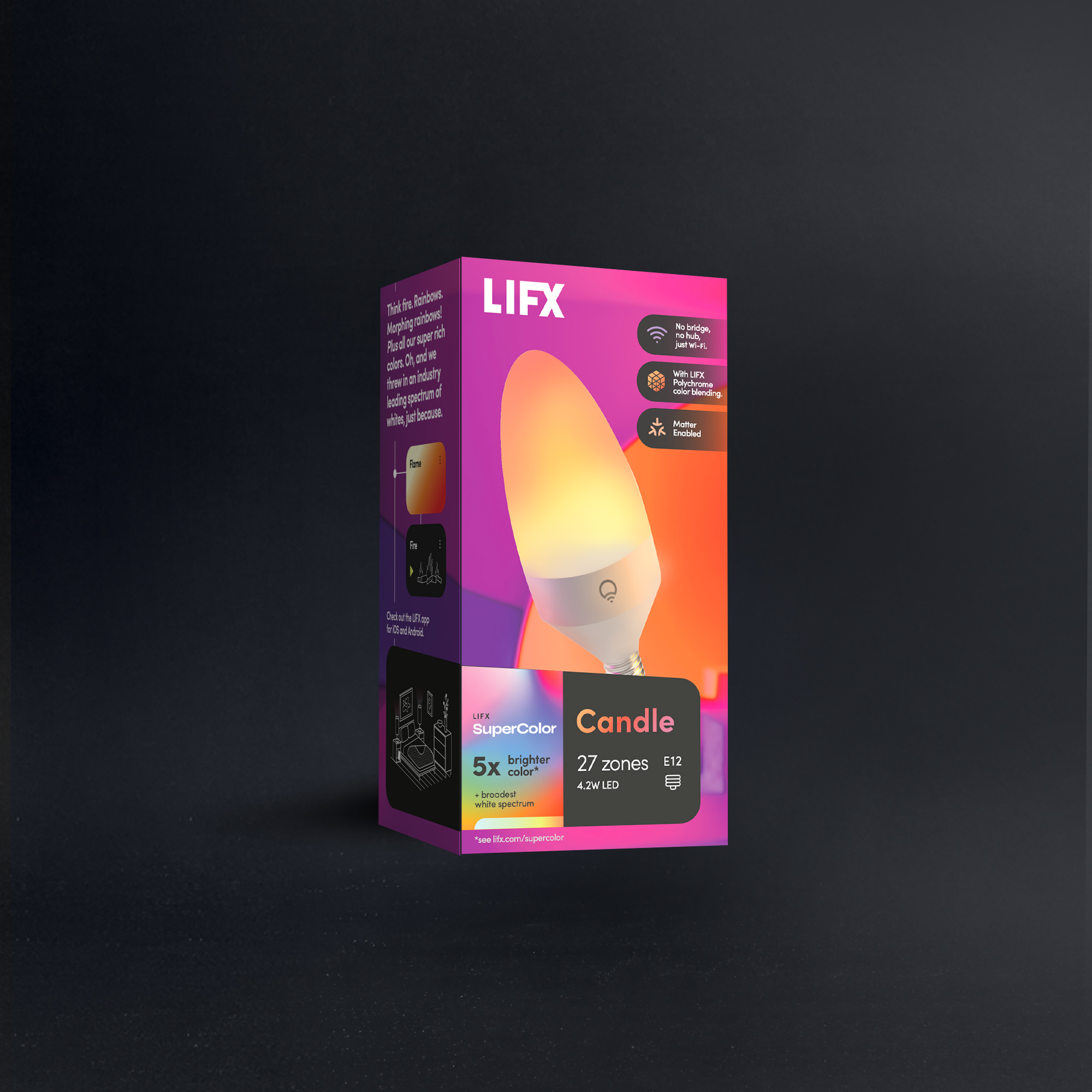 LIFX SuperColor Smart Candle Bulb E12 | No Hub | LIFX