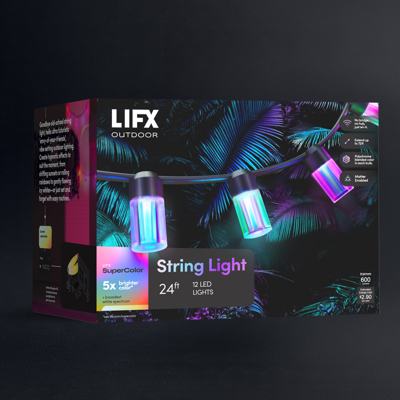 LIFX Outdoor SuperColor String Light 24ft Kit - 600 Lumens