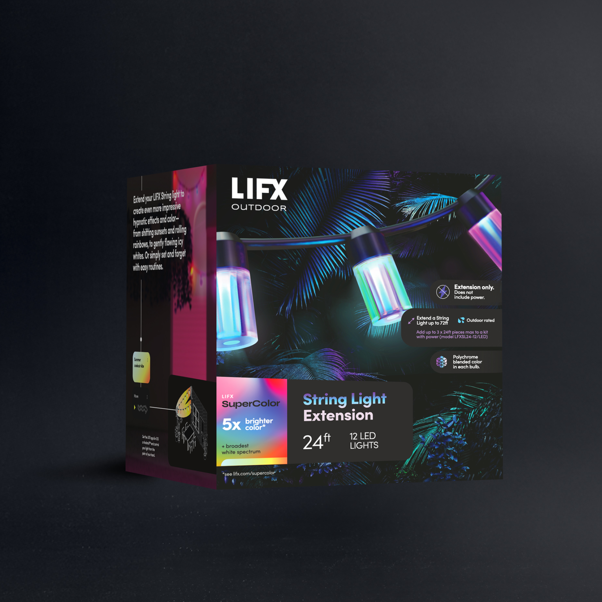 LIFX Outdoor SuperColor String Lights 24ft Extension Only | LIFX