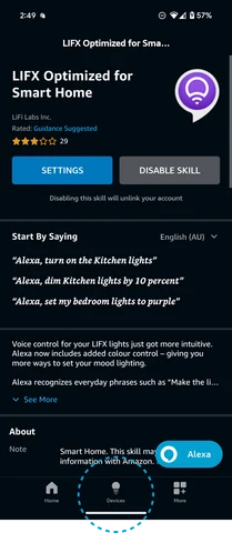 LIFX skill enabled screen