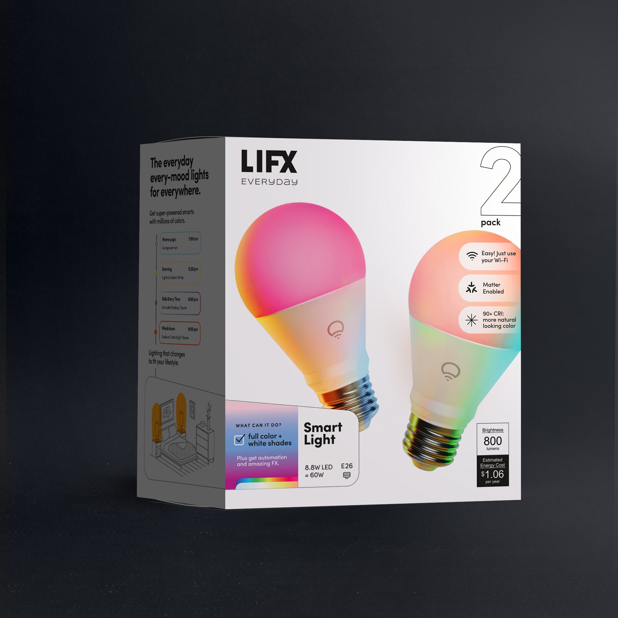 LIFX LED電球2個 LIFX Color 1100lm E26 2-Pack
