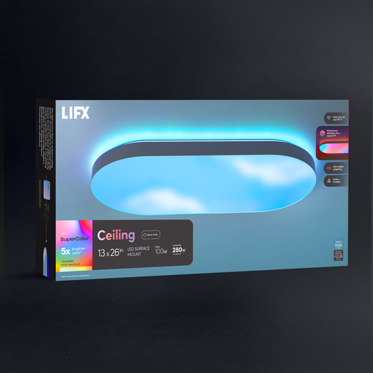 LIFX SuperColor 26" Ceiling Black Trim + 2 Button Switch Bundle