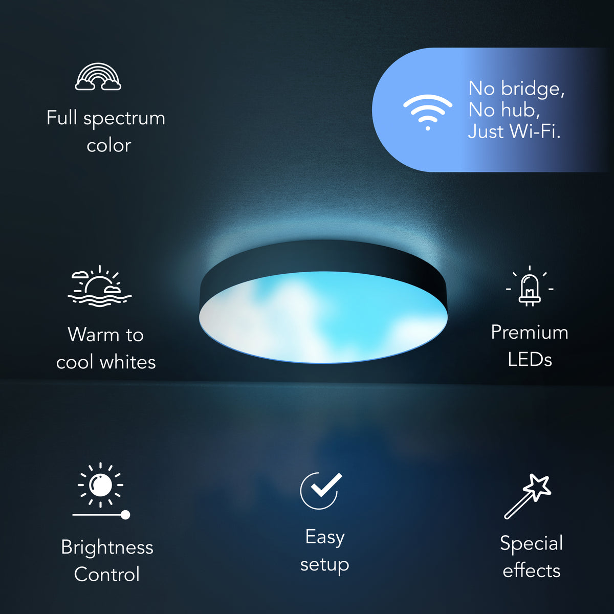 LIFX SuperColor 15" Ceiling Light Black Trim + 2 Button Switch Bundle