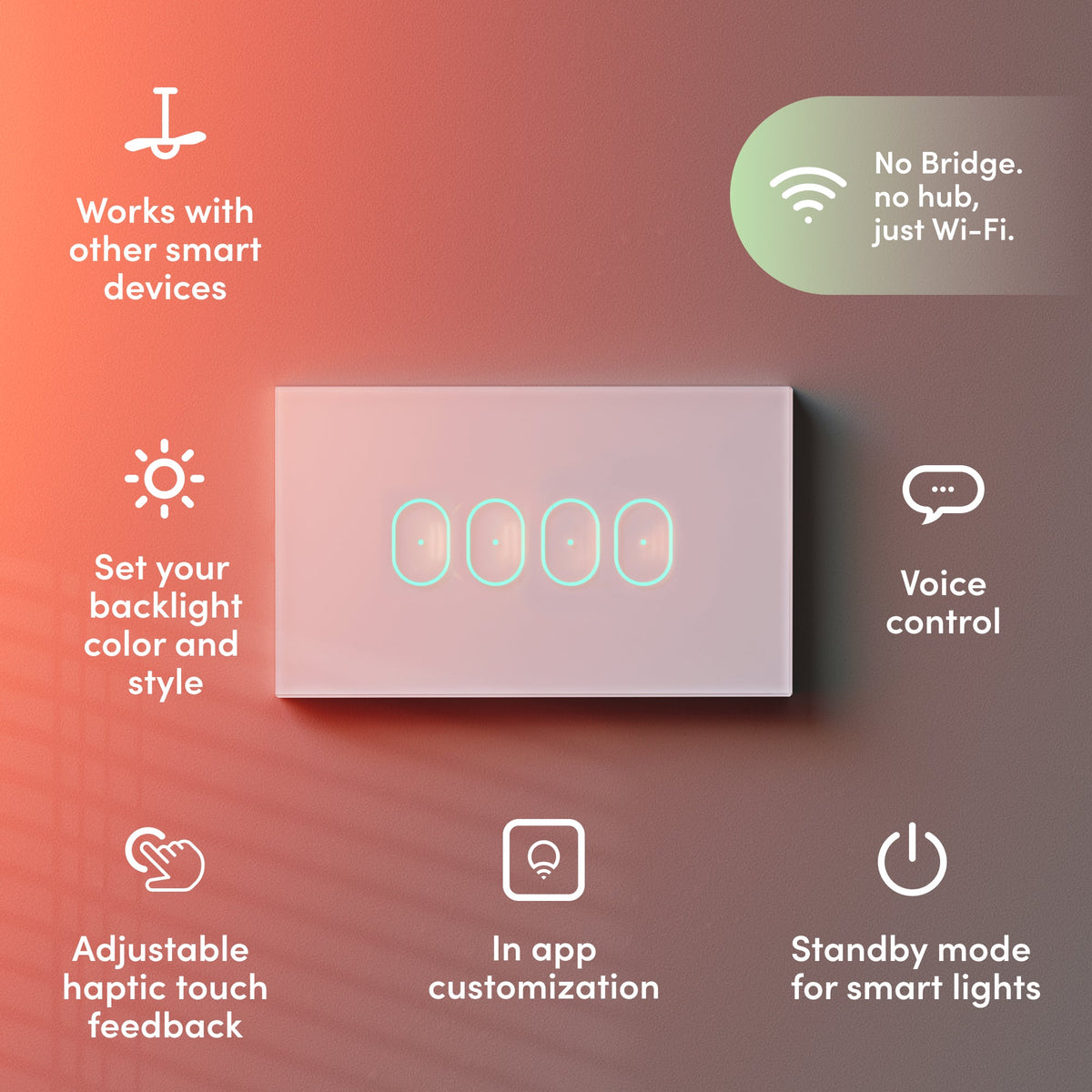 LIFX Smart Switch 4 Button White - Glass