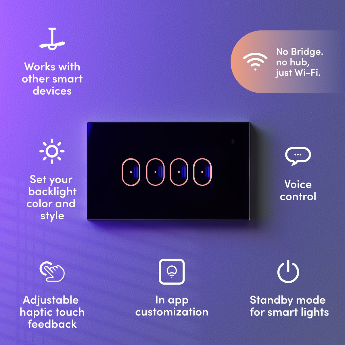 LIFX Smart Switch 4 Button Black - Glass