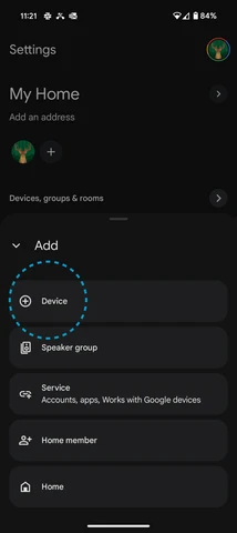 Add menu with Device