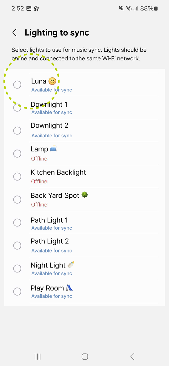 Lighting to sync list of LIFX lights
